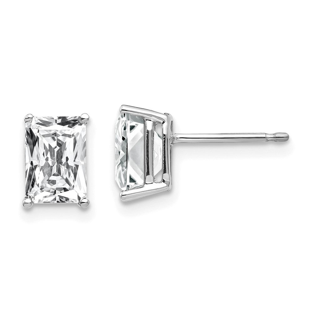 14K Weißgold Ohrringe mit Radiant-Schliff Zirkonia, 7 x 5 mm
