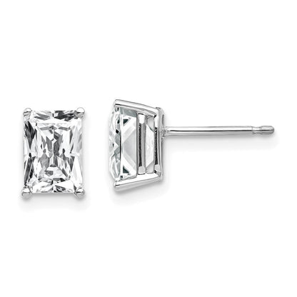 14K Weißgold Ohrringe mit Radiant-Schliff Zirkonia, 7 x 5 mm