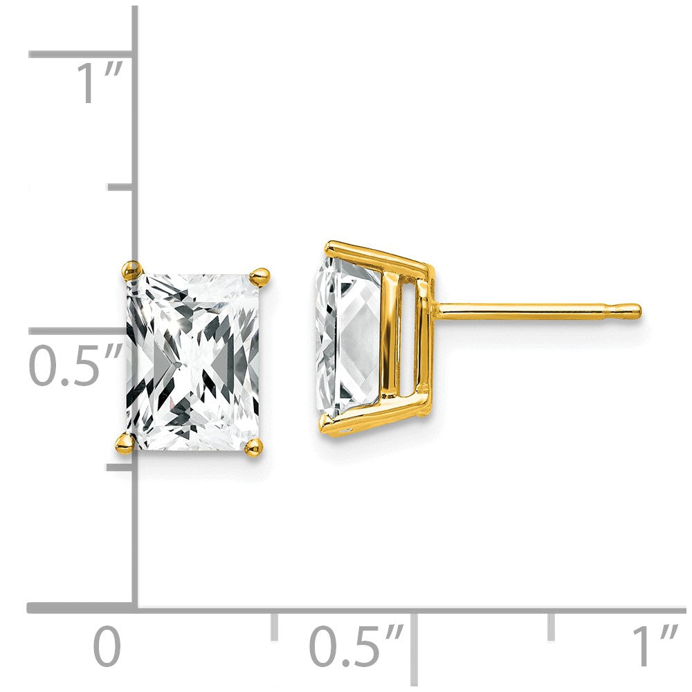 14K Gelbgold Ohrringe mit 8x6 mm Zirkonia im Radiant-Schliff