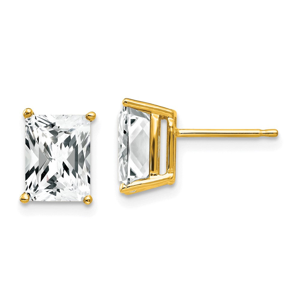 14K Gelbgold Ohrringe mit 8x6 mm Zirkonia im Radiant-Schliff