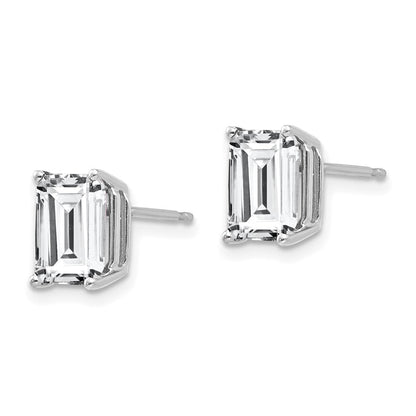 14K Weißgold Ohrringe mit 8x6 mm Zirkonia im Radiant-Schliff