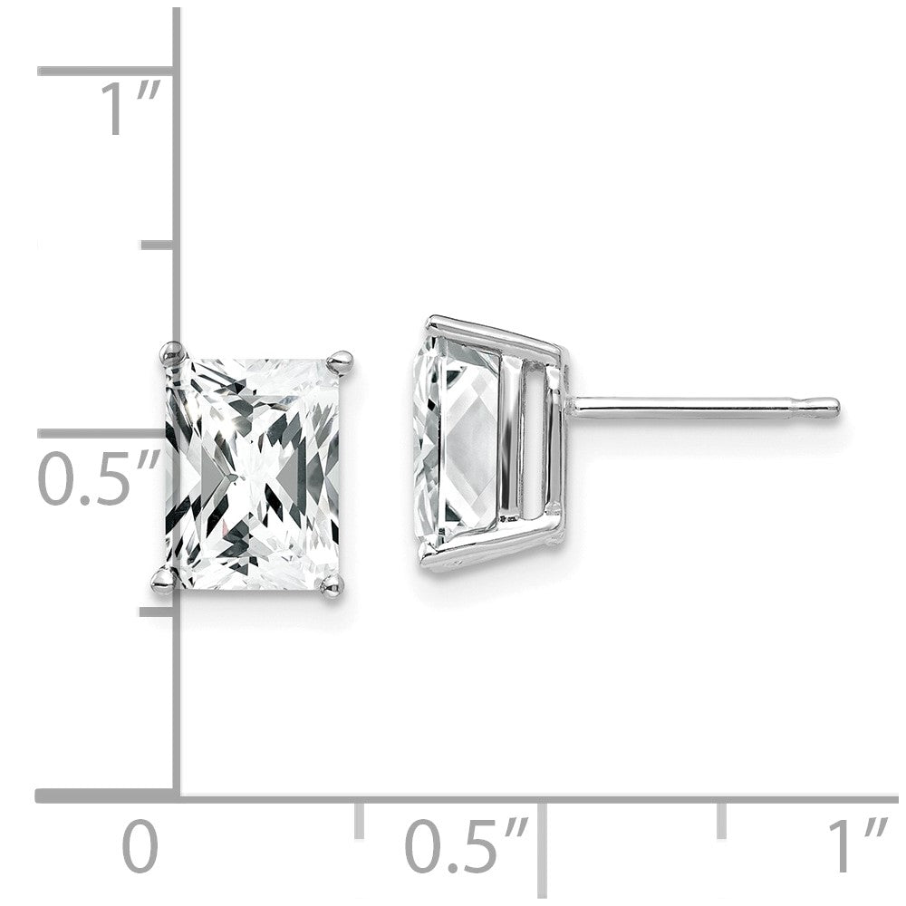 14K Weißgold Ohrringe mit 8x6 mm Zirkonia im Radiant-Schliff