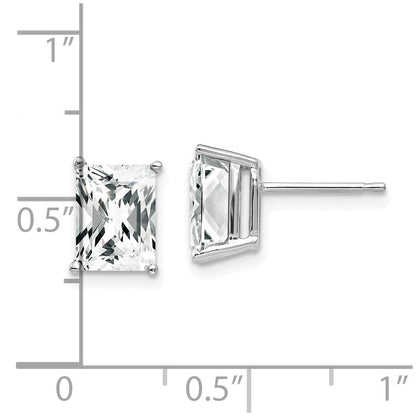 14K Weißgold Ohrringe mit 8x6 mm Zirkonia im Radiant-Schliff