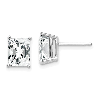 14K Weißgold Ohrringe mit 8x6 mm Zirkonia im Radiant-Schliff