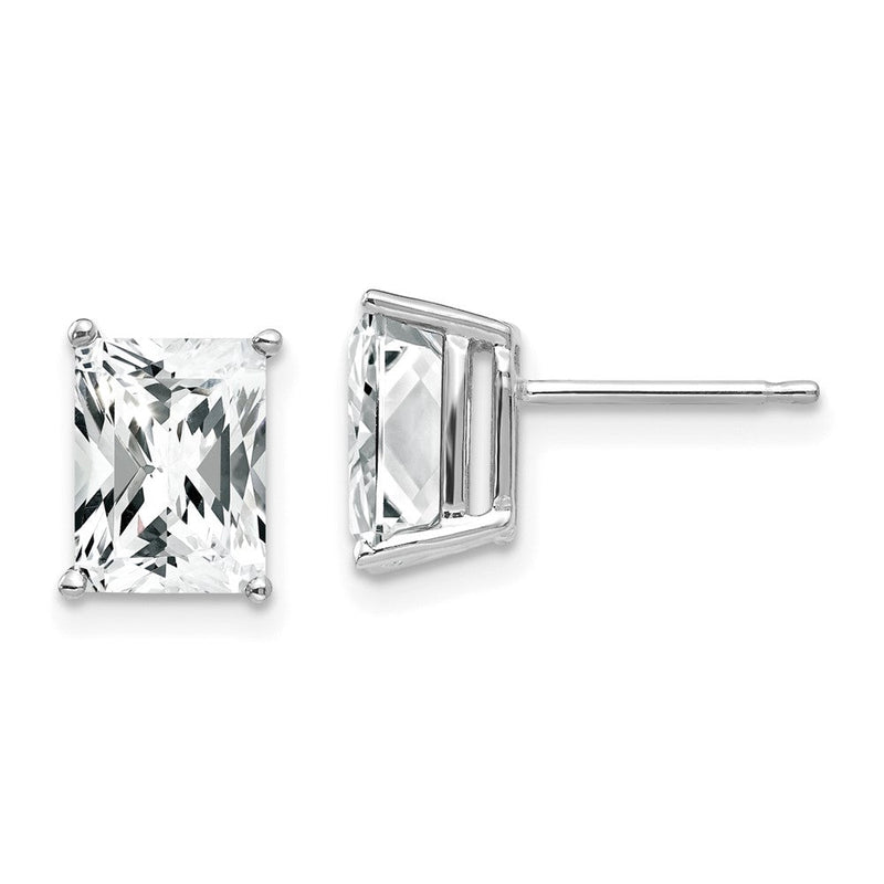 14K Weißgold Ohrringe mit 8x6 mm Zirkonia im Radiant-Schliff