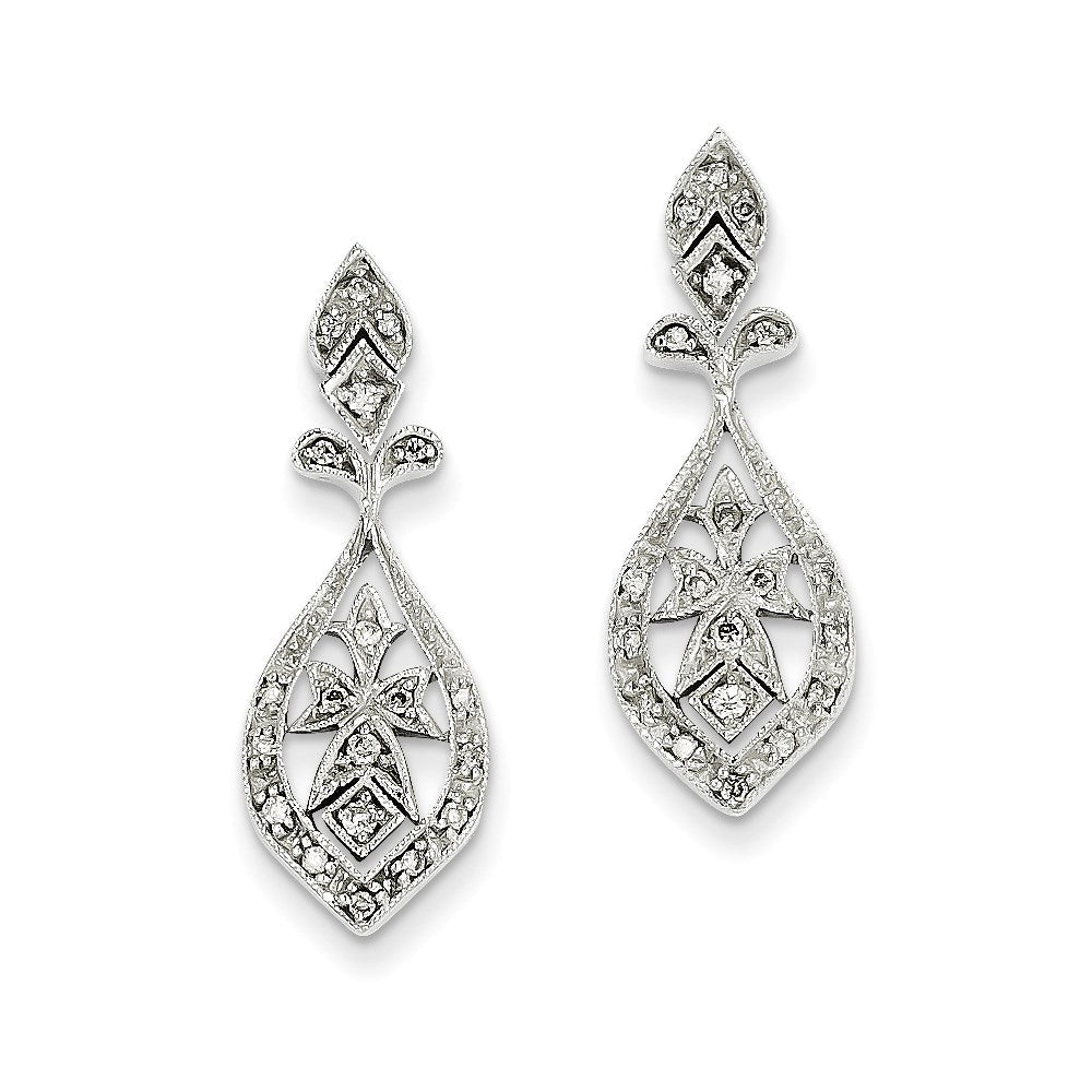 14K Weißgold Vintage Diamant-Ohrhänger, echt