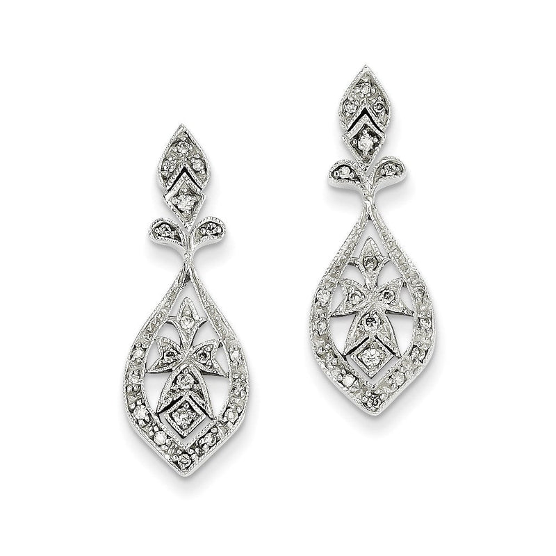 14K Weißgold Vintage Diamant-Ohrhänger, echt