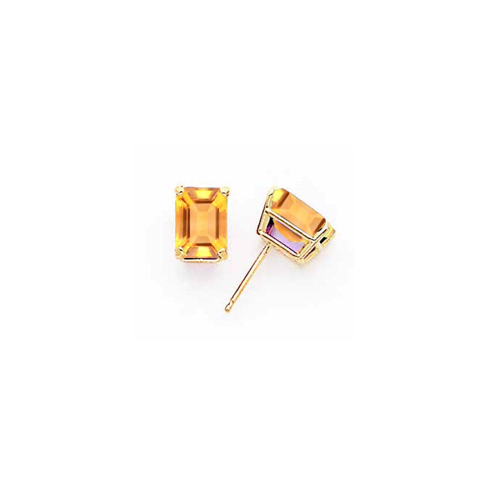 14K Gelbgold Ohrstecker mit Citrin im Emerald-Cut