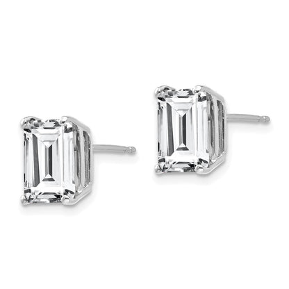 14K Weißgold Ohrringe mit Zirkonia im Smaragdschliff, 9 x 7 mm