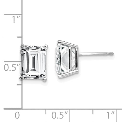 14K Weißgold Ohrringe mit Zirkonia im Smaragdschliff, 9 x 7 mm