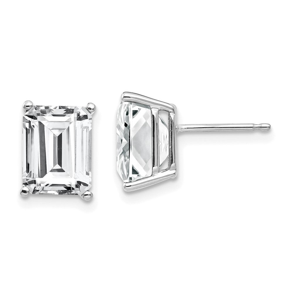 14K Weißgold Ohrringe mit Zirkonia im Smaragdschliff, 9 x 7 mm