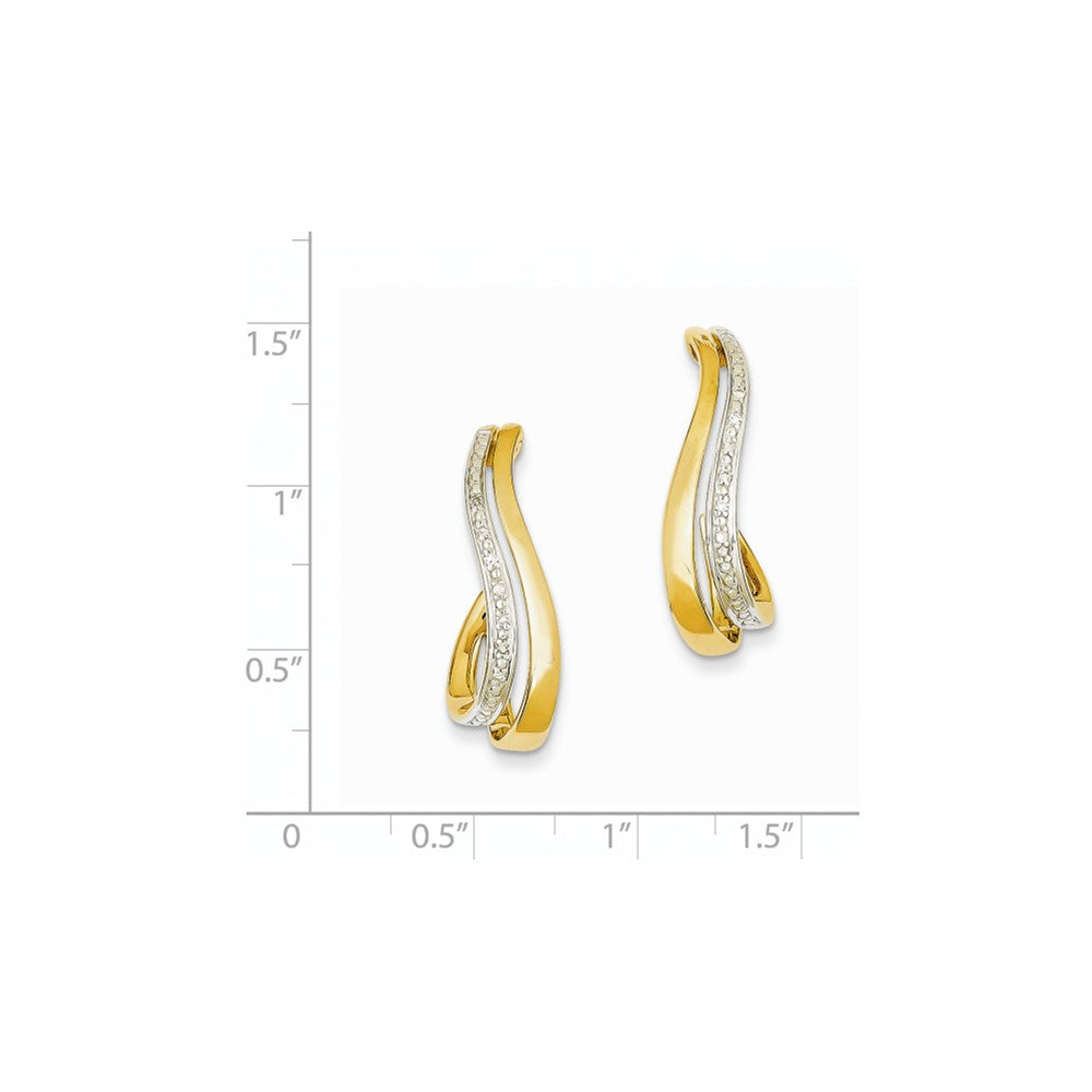 Ohrstecker aus 14K Gelbgold mit Rhodiumbeschichtung und echten Diamanten