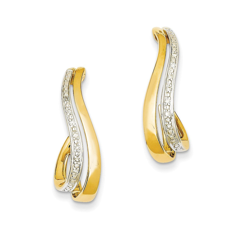 Ohrstecker aus 14K Gelbgold mit Rhodiumbeschichtung und echten Diamanten