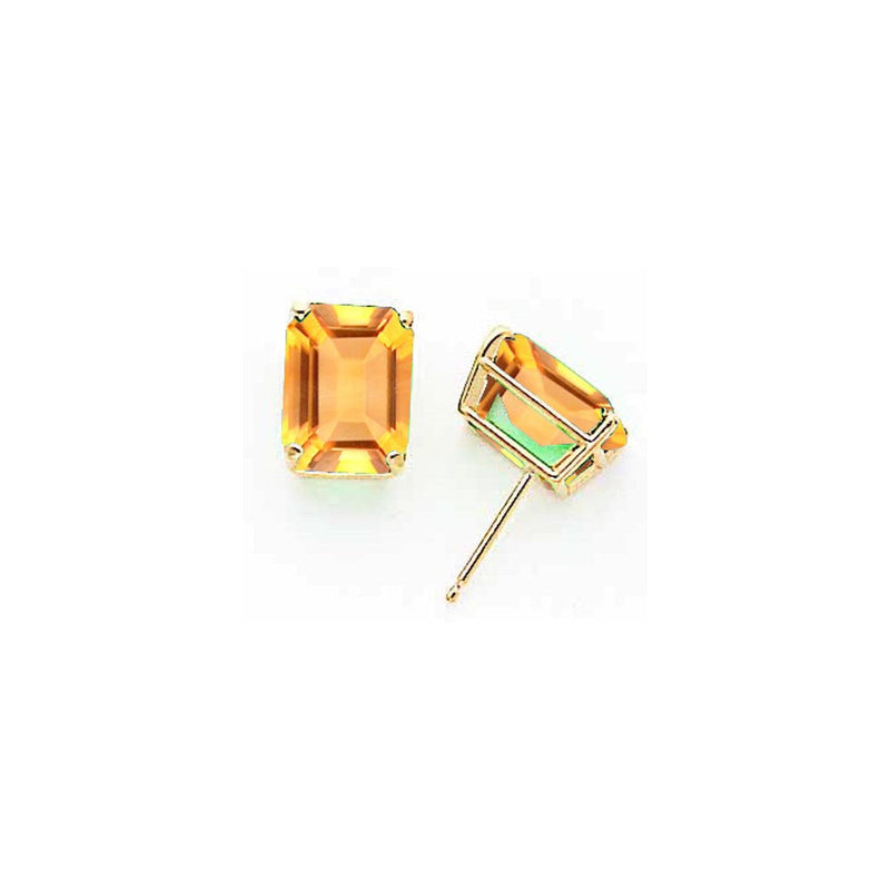 14K Gelbgold Ohrringe mit Citrin im Emerald-Cut, 10x8 mm
