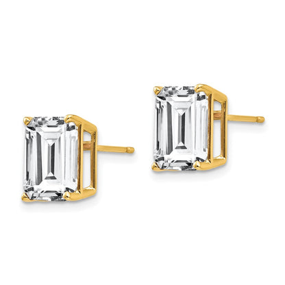 14K Gelbgold Ohrringe mit 10x8 mm Zirkonia im Smaragdschliff