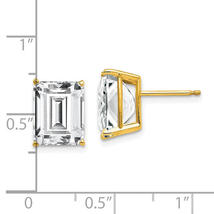 14K Gelbgold Ohrringe mit 10x8 mm Zirkonia im Smaragdschliff