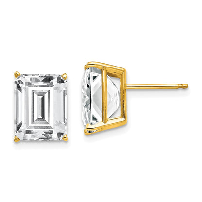 14K Gelbgold Ohrringe mit 10x8 mm Zirkonia im Smaragdschliff