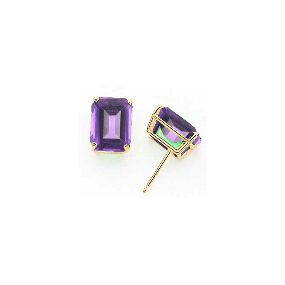 14K Weißgold Ohrringe mit Tsavorit im Smaragdschliff, 10 x 8 mm