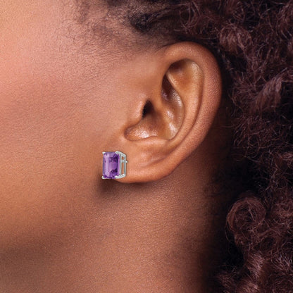 14K Gelbgold Ohrstecker mit Amethyst im Emerald-Cut