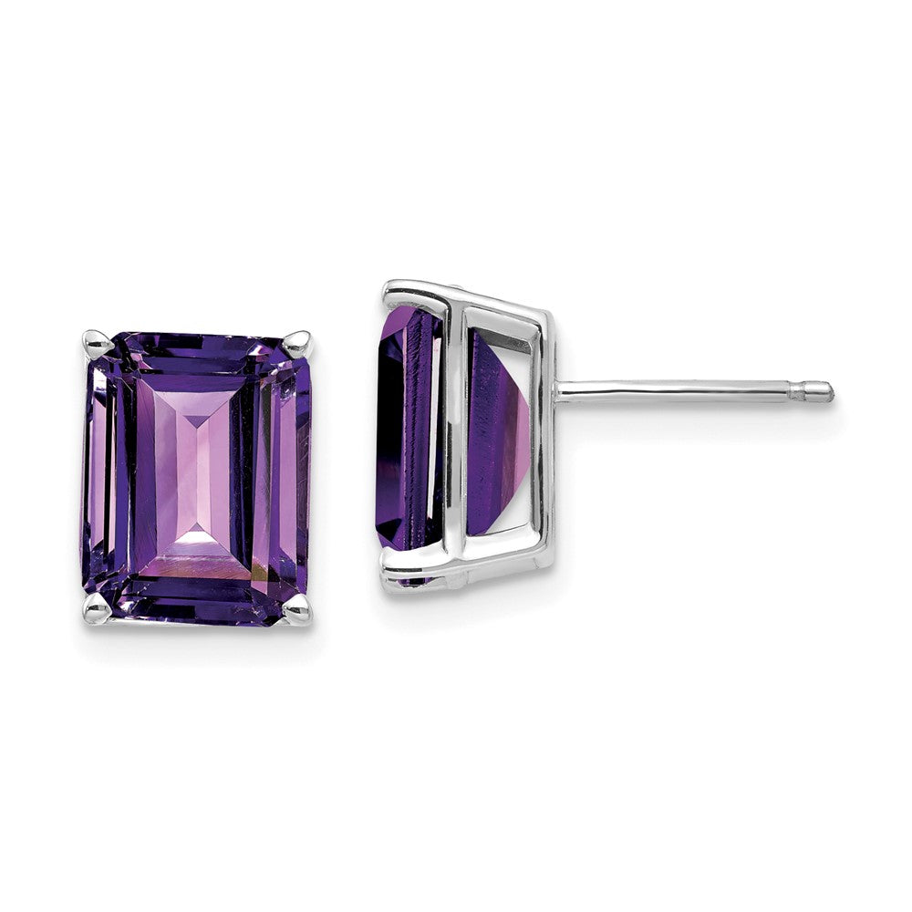 14K Gelbgold Ohrstecker mit Amethyst im Emerald-Cut