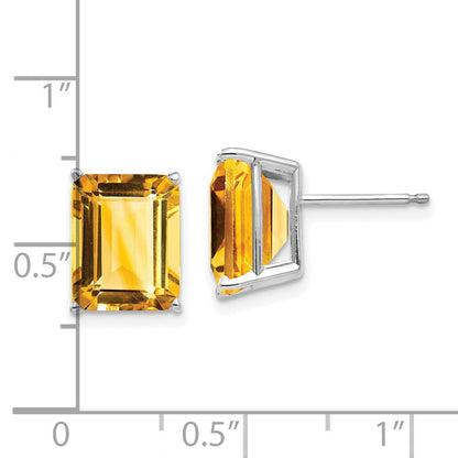 14K Gelbgold Ohrstecker mit Citrin im Smaragdschliff