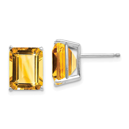 14K Gelbgold Ohrstecker mit Citrin im Smaragdschliff