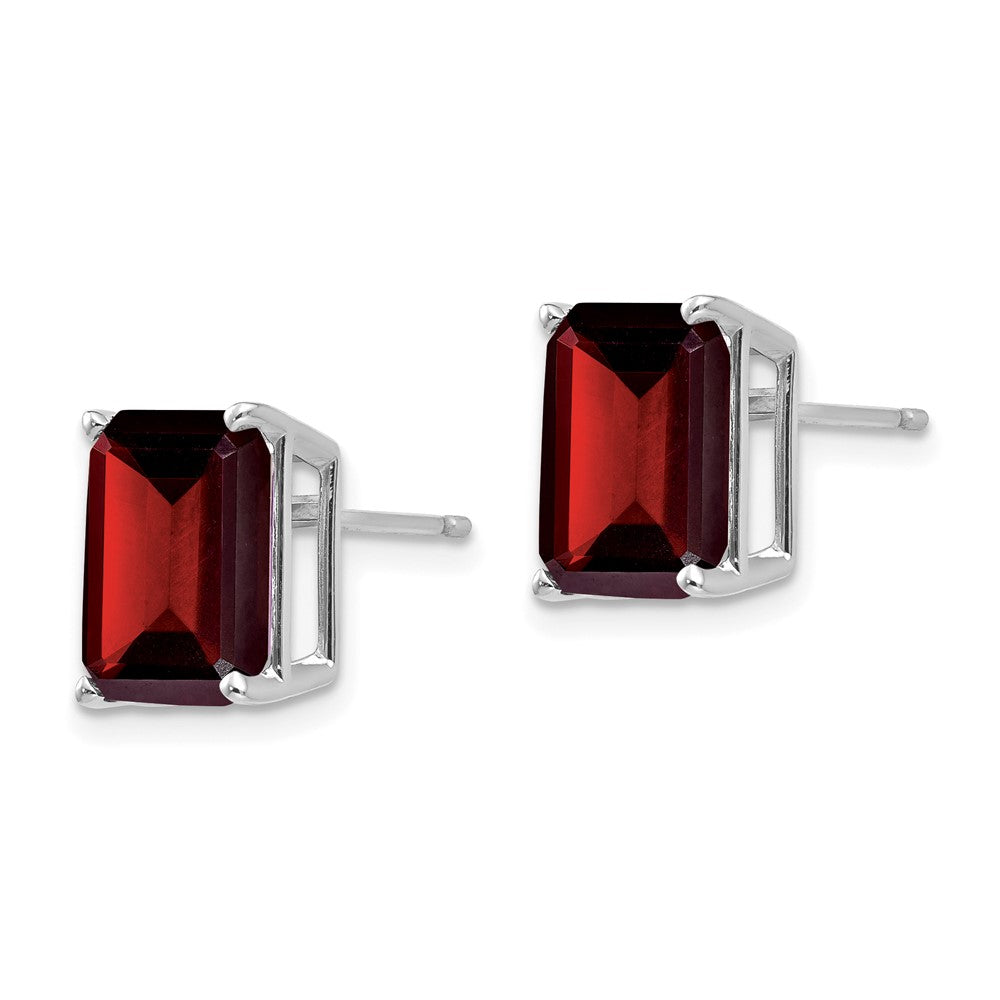 14K Gelbgold Ohrstecker mit Granat im Smaragdschliff