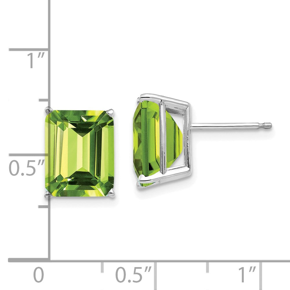 14K Weißgold Ohrringe im Smaragdschliff mit 10x8 mm Peridot