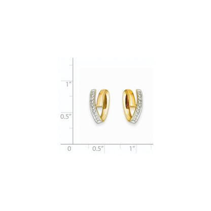 14K Gelbgold Ohrringe mit Rhodinierung und echten Diamanten