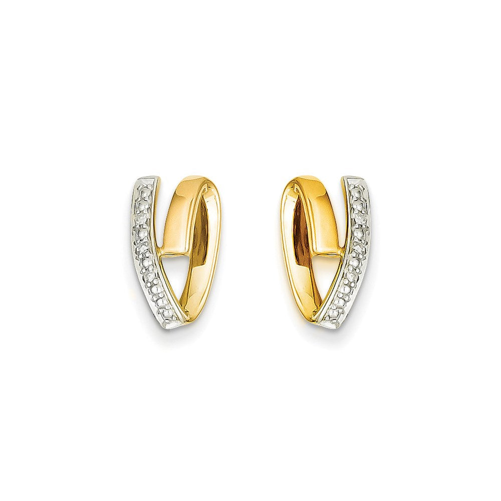 14K Gelbgold Ohrringe mit Rhodinierung und echten Diamanten