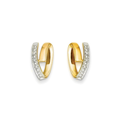 14K Gelbgold Ohrringe mit Rhodinierung und echten Diamanten
