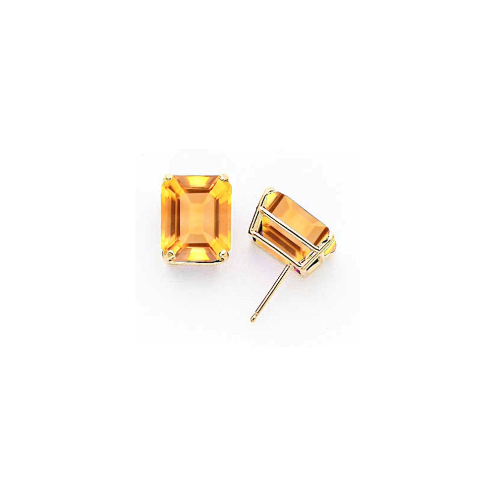 14K Gelbgold Ohrringe mit Citrin im Smaragdschliff, 12x10 mm