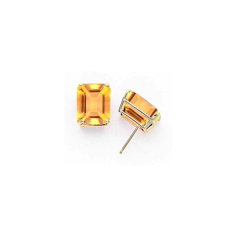 14K Gelbgold Ohrringe mit Citrin im Smaragdschliff, 12x10 mm