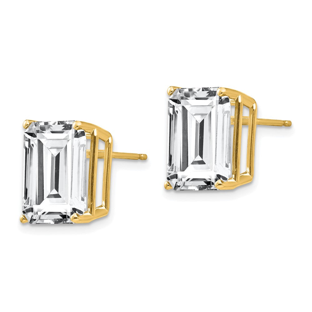 14K Gelbgold Ohrringe mit 12x10 mm Zirkonia im Smaragdschliff