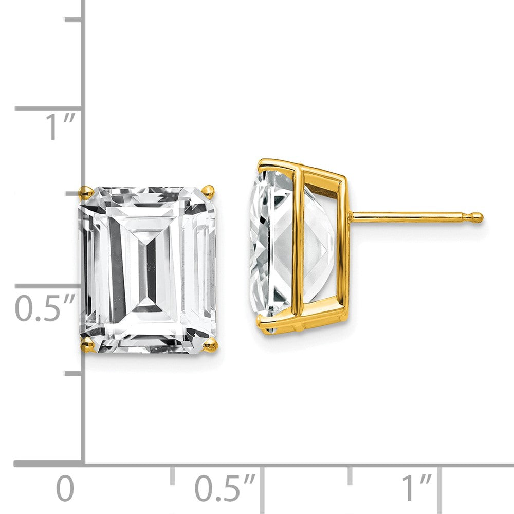 14K Gelbgold Ohrringe mit 12x10 mm Zirkonia im Smaragdschliff