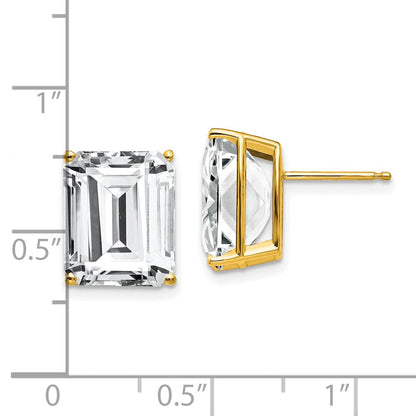 14K Gelbgold Ohrringe mit 12x10 mm Zirkonia im Smaragdschliff