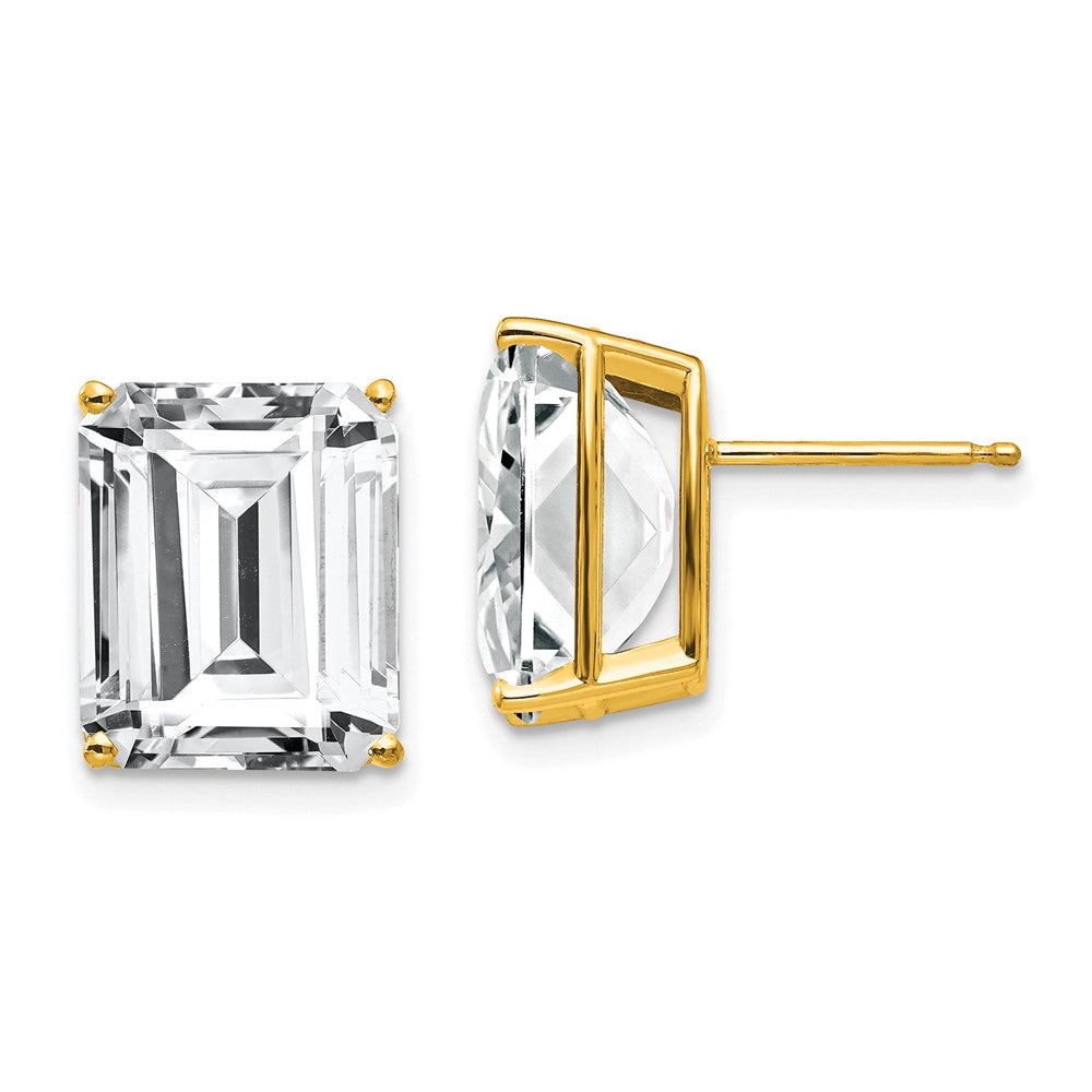 14K Gelbgold Ohrringe mit 12x10 mm Zirkonia im Smaragdschliff