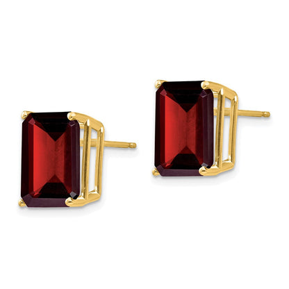14K Gelbgold Ohrstecker mit Granat im Emerald-Cut
