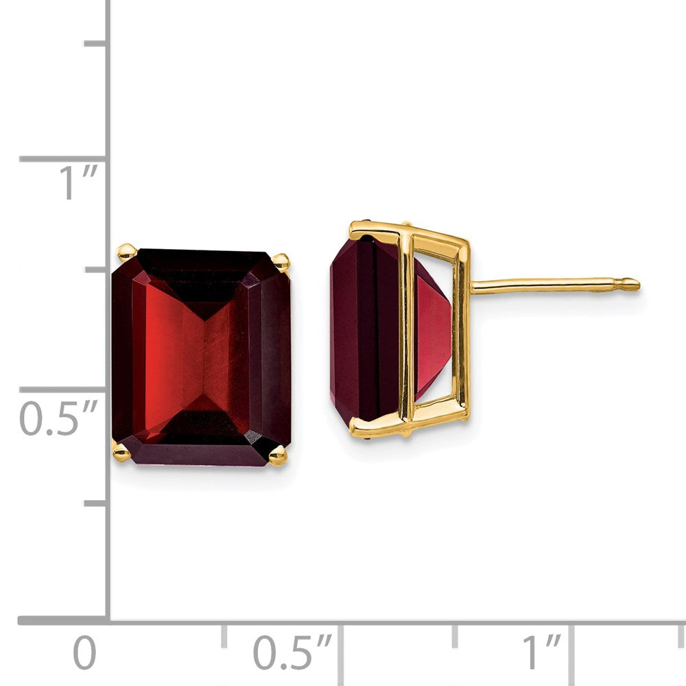 14K Gelbgold Ohrstecker mit Granat im Emerald-Cut