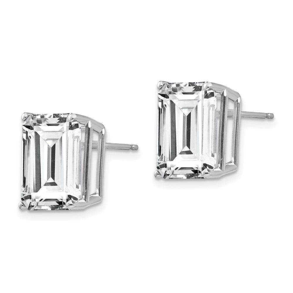 14K Weißgold Ohrstecker mit Zirkonia im Emerald-Cut