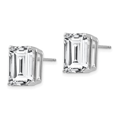 14K Weißgold Ohrstecker mit Zirkonia im Emerald-Cut