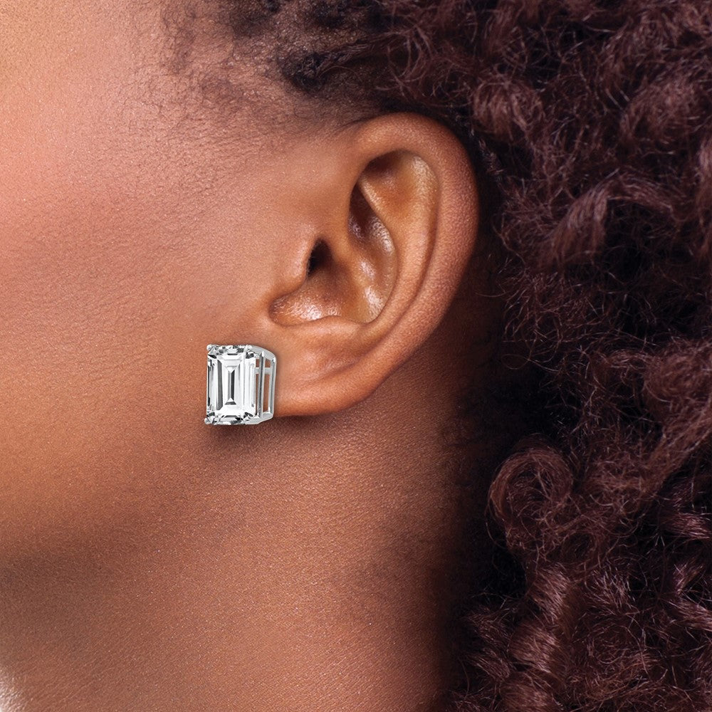14K Weißgold Ohrstecker mit Zirkonia im Emerald-Cut
