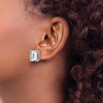 14K Weißgold Ohrstecker mit Zirkonia im Emerald-Cut