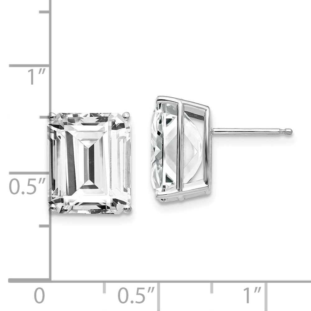 14K Weißgold Ohrstecker mit Zirkonia im Emerald-Cut