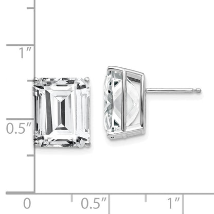 14K Weißgold Ohrstecker mit Zirkonia im Emerald-Cut