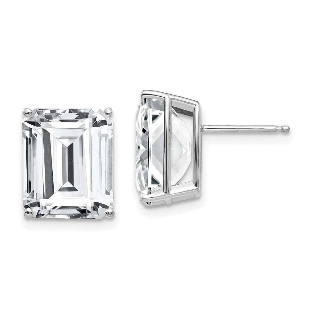 14K Weißgold Ohrstecker mit Zirkonia im Emerald-Cut