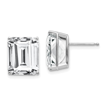 14K Weißgold Ohrstecker mit Zirkonia im Emerald-Cut