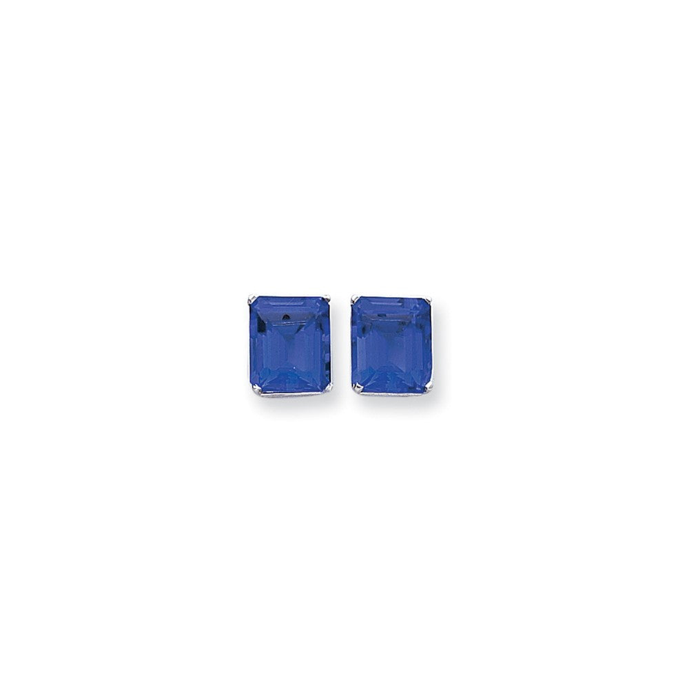 14K Weißgold Ohrringe mit Tsavorit im Smaragdschliff, 12 x 10 mm