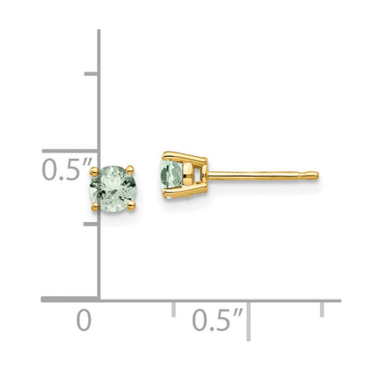 14K Gold Ohrstecker mit rundem grünem Quarz, 4 mm