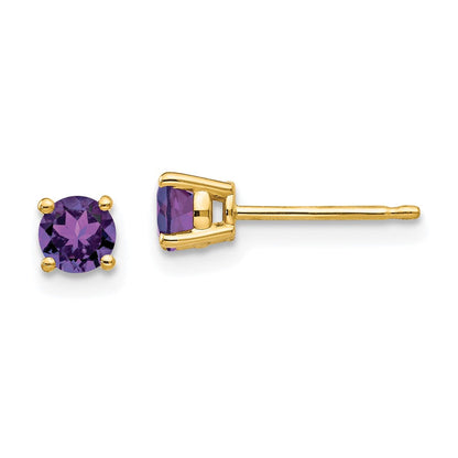 14K Gelbgold Ohrringe mit 4-mm-Amethyst